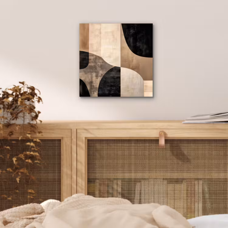 Abstract - Vlakken - Zwart - Rond aluminium wit klein -sfeer3