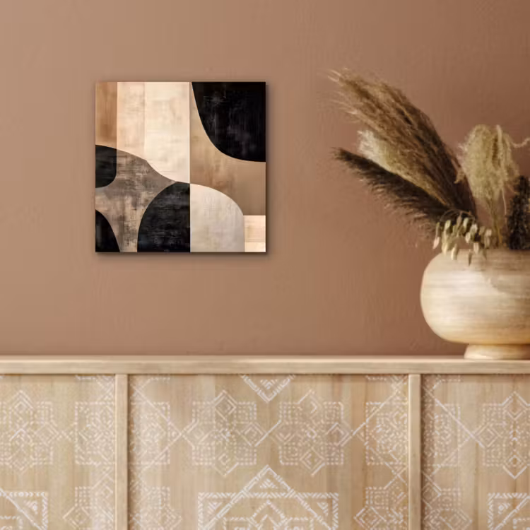 Abstract - Vlakken - Zwart - Rond aluminium wit klein -sfeer4