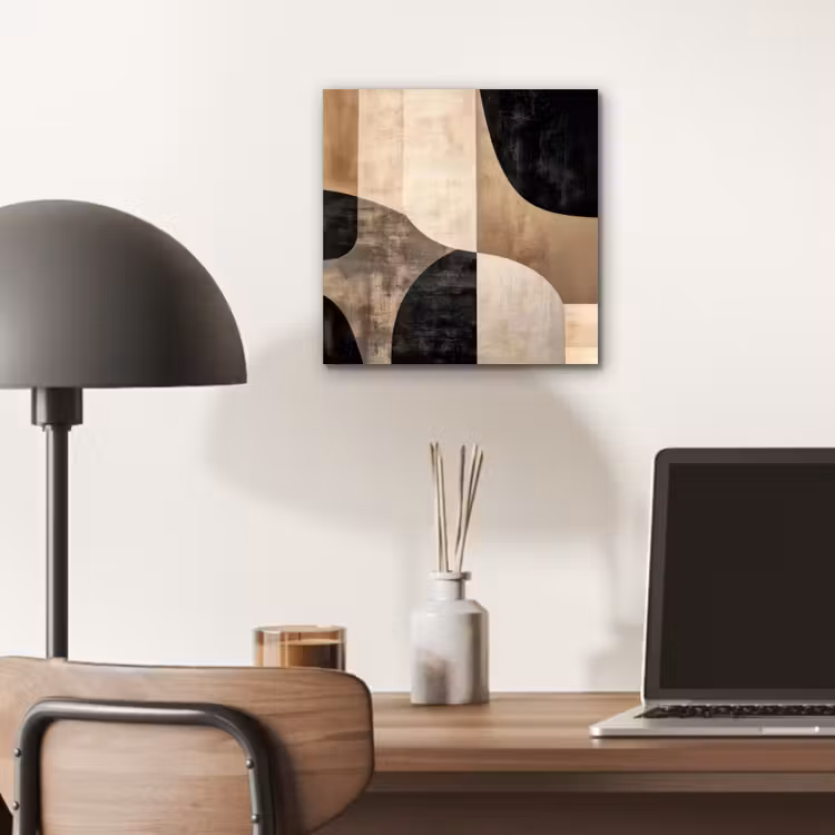 Abstract - Vlakken - Zwart - Rond aluminium wit klein -sfeer5