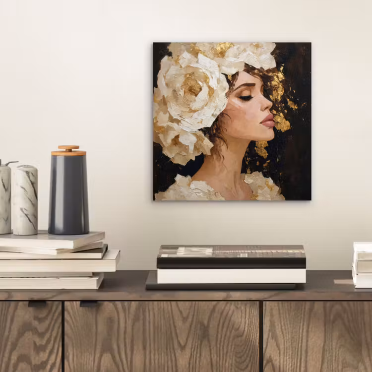 Abstract - Vrouw - Bloemen - Wit aluminium wit klein -sfeer1