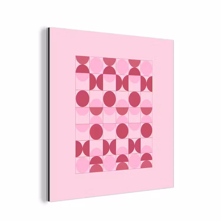 Abstract - Geometrisch - Cirkels - Roze - Modern aluminium wit klein -3d