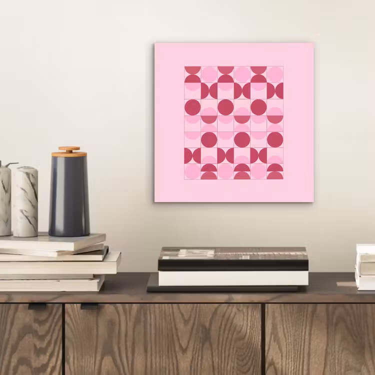 Abstract - Geometrisch - Cirkels - Roze - Modern aluminium wit klein -sfeer1