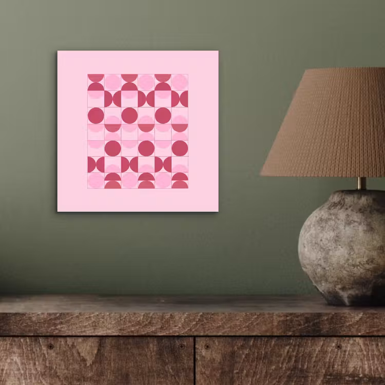 Abstract - Geometrisch - Cirkels - Roze - Modern aluminium wit klein -sfeer2