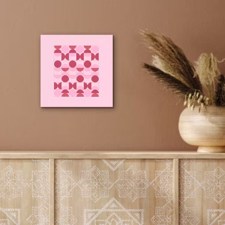 Abstract - Geometrisch - Cirkels - Roze - Modern aluminium wit klein -sfeer4