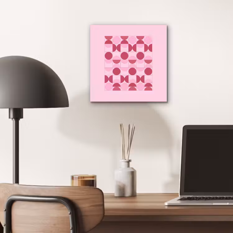 Abstract - Geometrisch - Cirkels - Roze - Modern aluminium wit klein -sfeer5