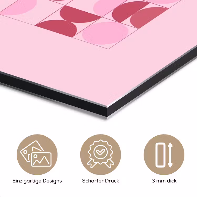 Abstract - Geometrisch - Cirkels - Roze - Modern aluminium wit klein -closeup_DE