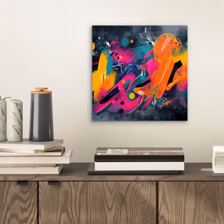 Abstract - Graffiti - Kleurrijk - Verfspatten aluminium wit klein -sfeer1
