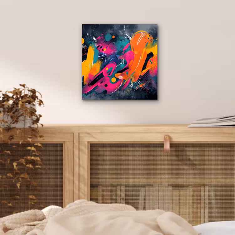 Abstract - Graffiti - Kleurrijk - Verfspatten aluminium wit klein -sfeer3