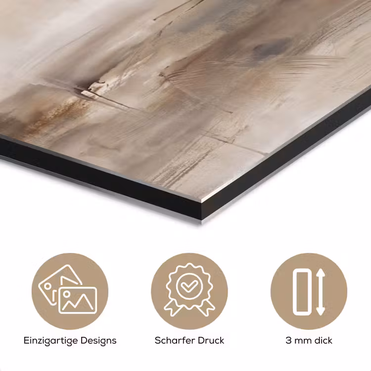 Abstrakt - Landschap - Modern - Beige - Kunst aluminium wit klein -closeup_DE