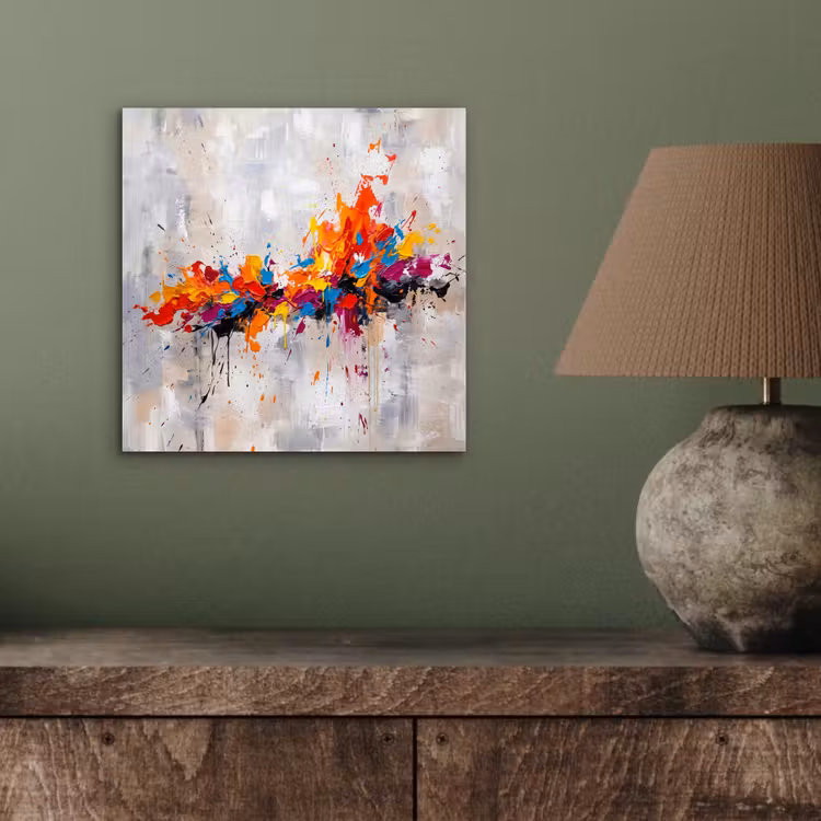 Abstract - Schilderij - Kleurrijk - Dynamisch aluminium wit klein -sfeer2