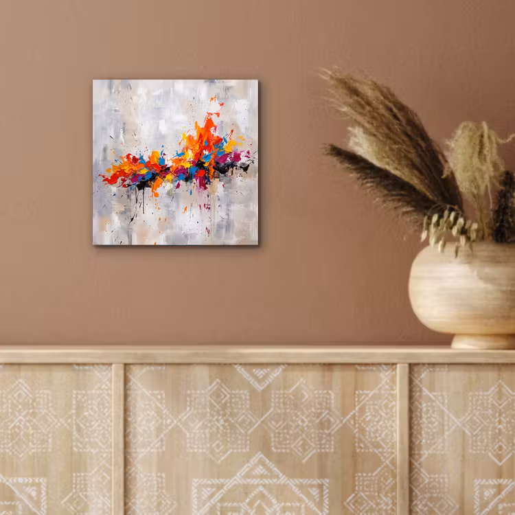 Abstract - Schilderij - Kleurrijk - Dynamisch aluminium wit klein -sfeer4