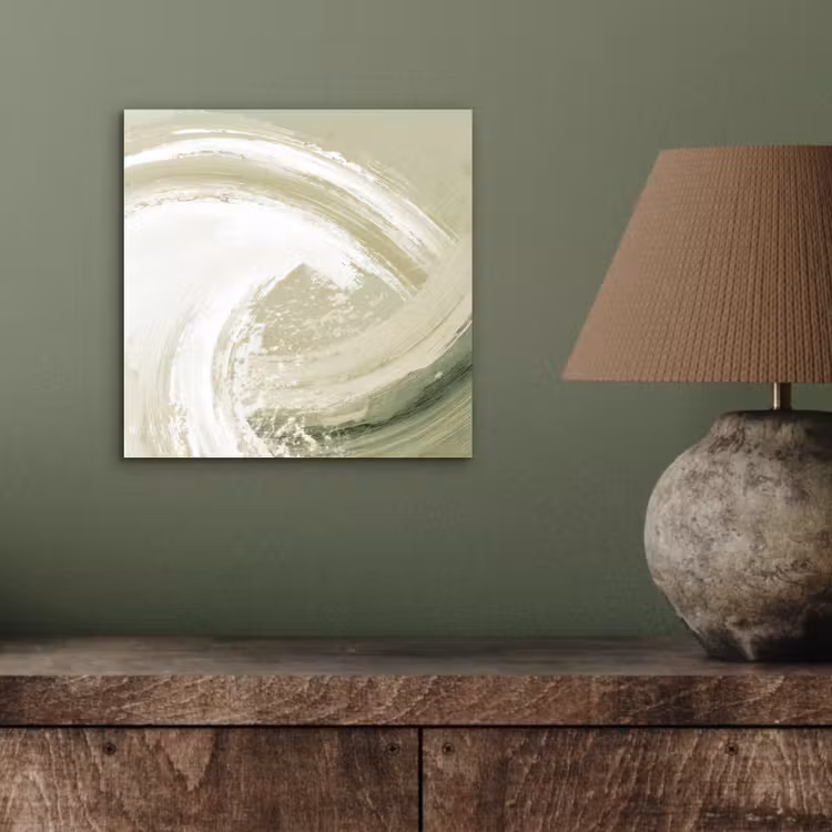 Abstract - Penseelstreken - Golven - Groen aluminium wit klein -sfeer2