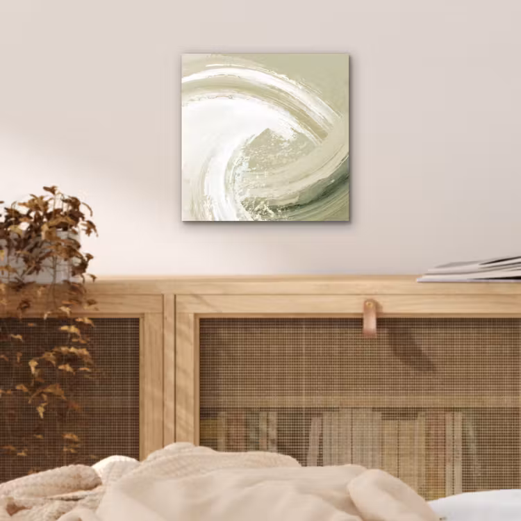 Abstract - Penseelstreken - Golven - Groen aluminium wit klein -sfeer3