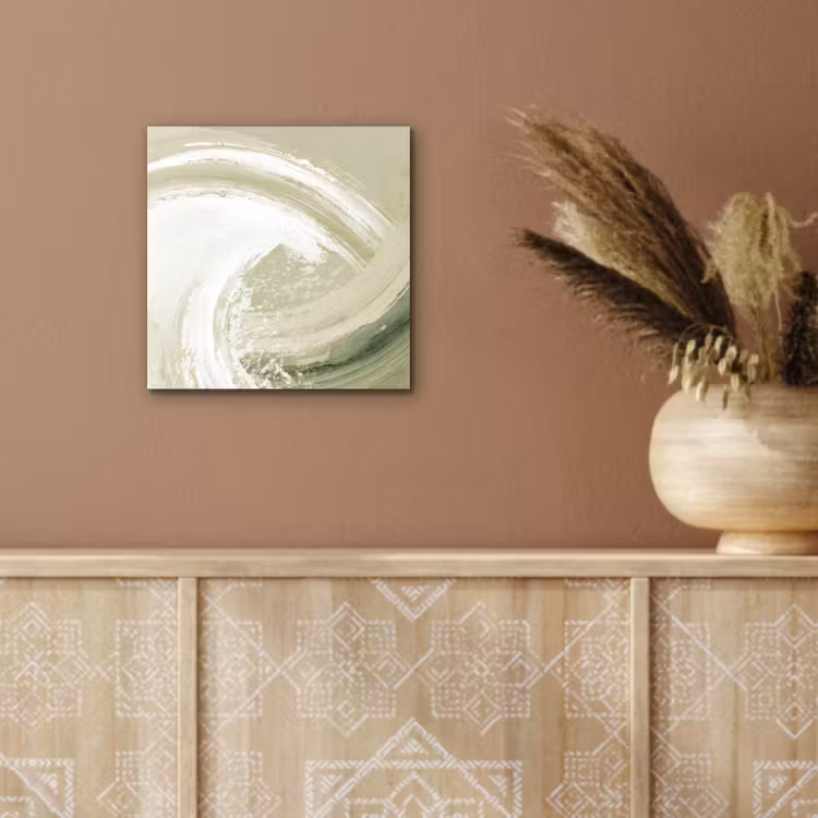 Abstract - Penseelstreken - Golven - Groen aluminium wit klein -sfeer4