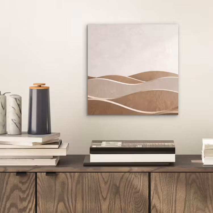 Abstract - Golven - Modern - Beige aluminium wit klein -sfeer1