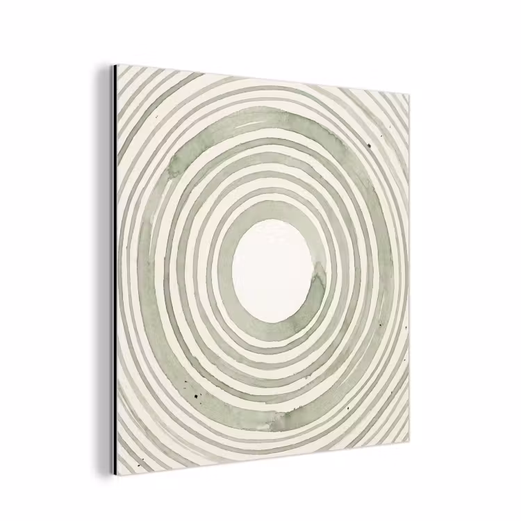 Abstractie - Cirkels - Waterverf - Groen - Modern aluminium wit klein -3d
