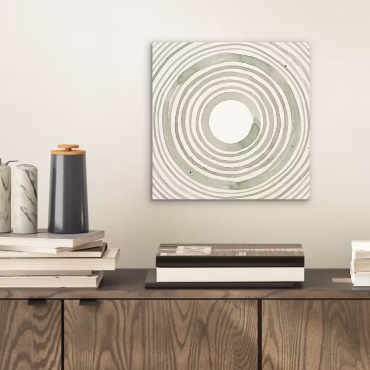 Abstractie - Cirkels - Waterverf - Groen - Modern aluminium wit klein -sfeer1