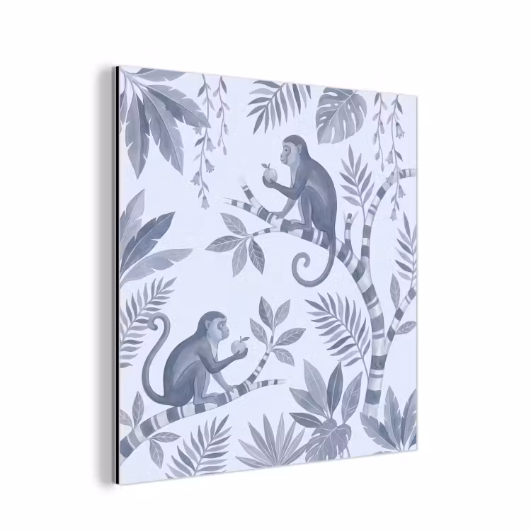 Aap - Boom - Bladeren - Jungle - Illustratie aluminium wit klein -3d