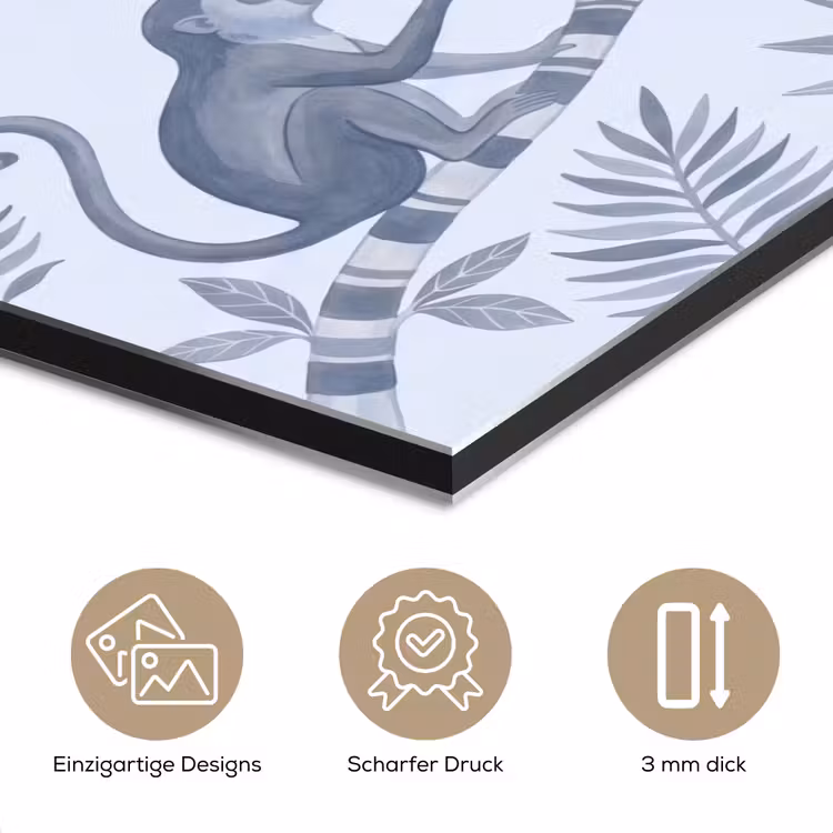 Aap - Boom - Bladeren - Jungle - Illustratie aluminium wit klein -closeup_DE