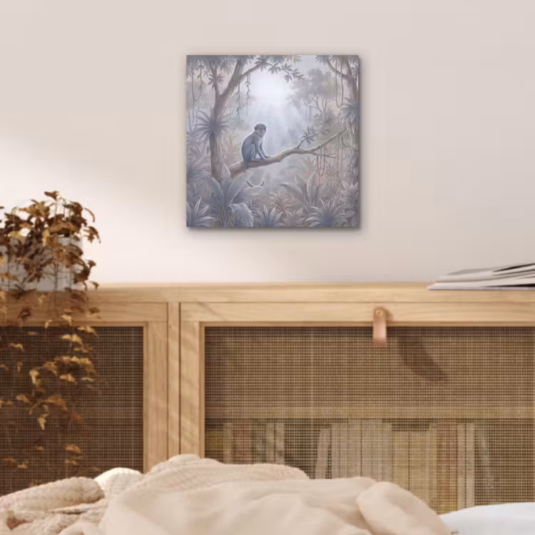 Aap - Boom - Jungle - Natuur - Grijs aluminium wit klein -sfeer3