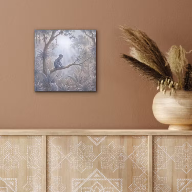 Aap - Boom - Jungle - Natuur - Grijs aluminium wit klein -sfeer4