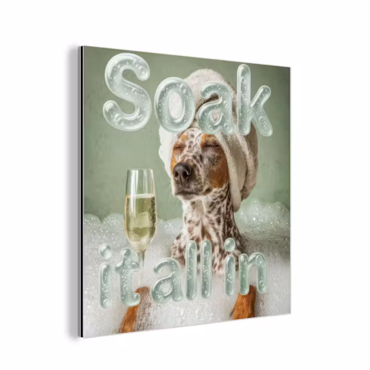 Soak it all in - Hond - Bad aluminium wit klein -3d