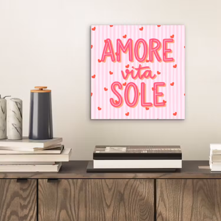 Amore vita sole - Roze - Hartjes aluminium wit klein -sfeer1