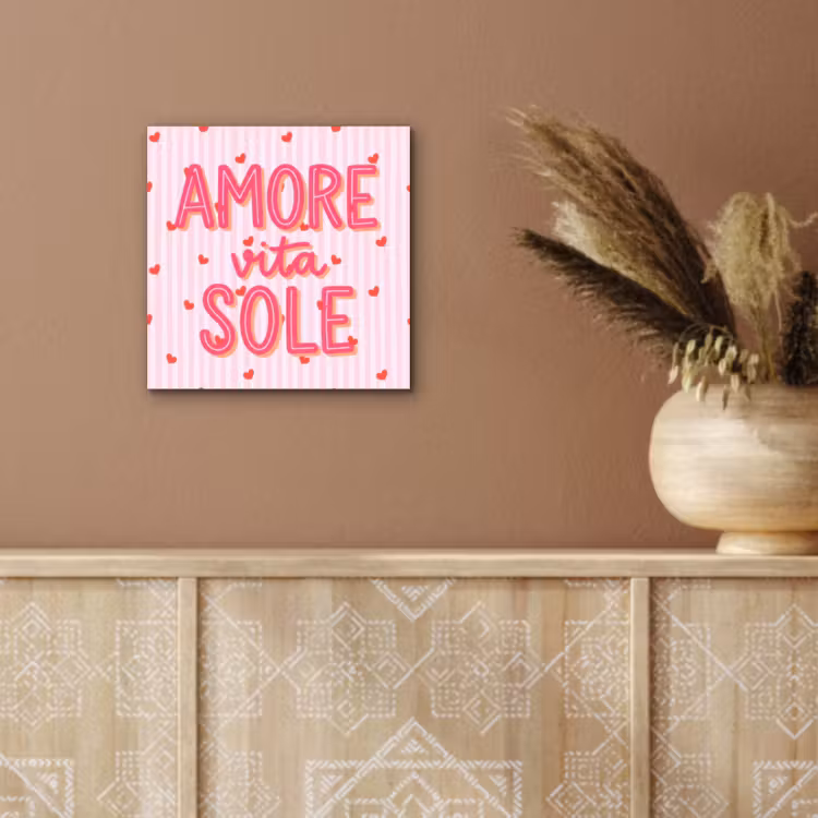 Amore vita sole - Roze - Hartjes aluminium wit klein -sfeer4