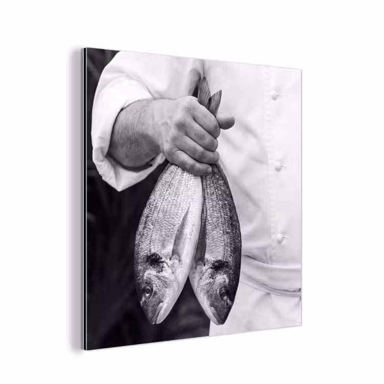 Vissen - Chef - Zwart - Wit aluminium wit klein -3d