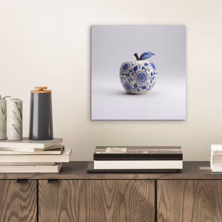 Appel - Blauw - Klassiek aluminium wit klein -sfeer1