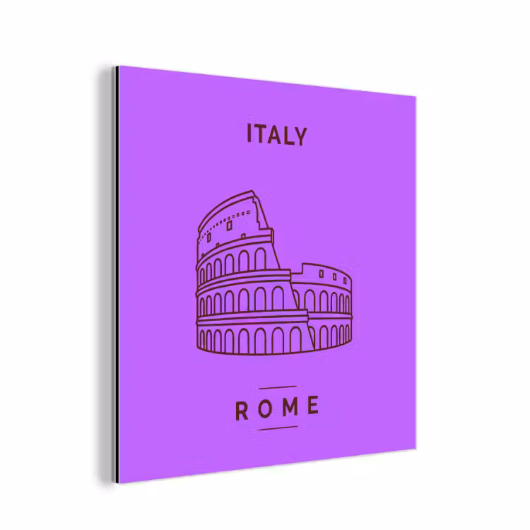 Architectuur - Colosseum - Rome - Minimalistisch - Paars aluminium wit klein -3d