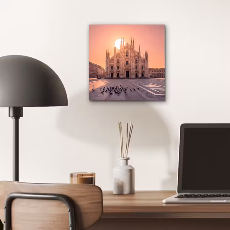 Architectuur - Milaan - Plein - Zonsopgang - Oranje aluminium wit klein -sfeer5