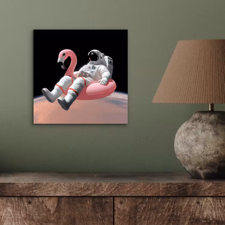 Astronaut - Flamingo - Zwemband - Roze aluminium wit klein -sfeer2