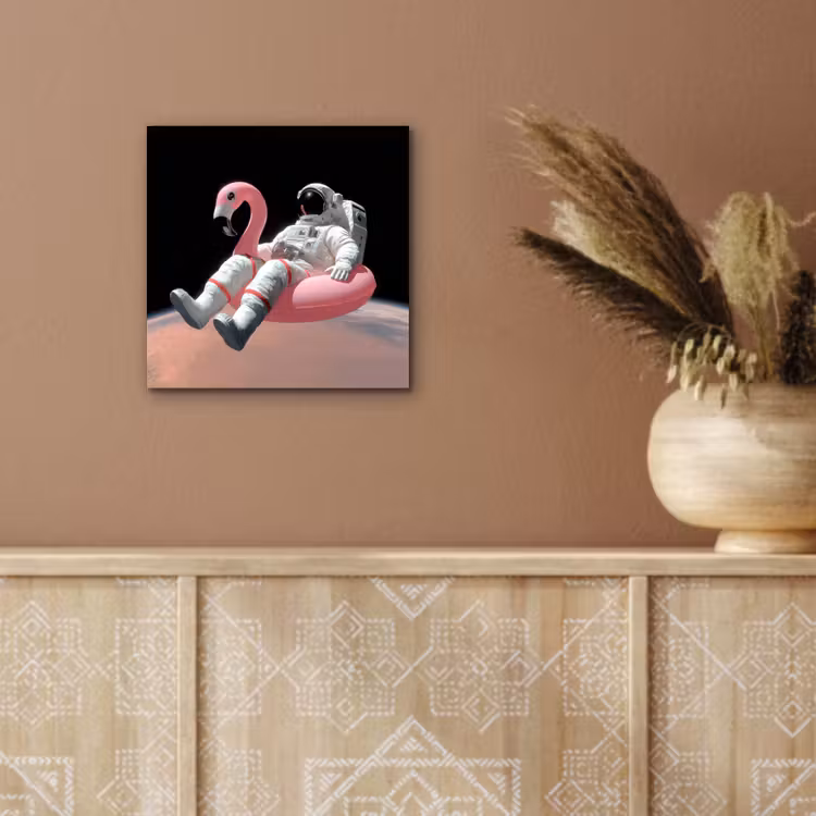 Astronaut - Flamingo - Zwemband - Roze aluminium wit klein -sfeer4