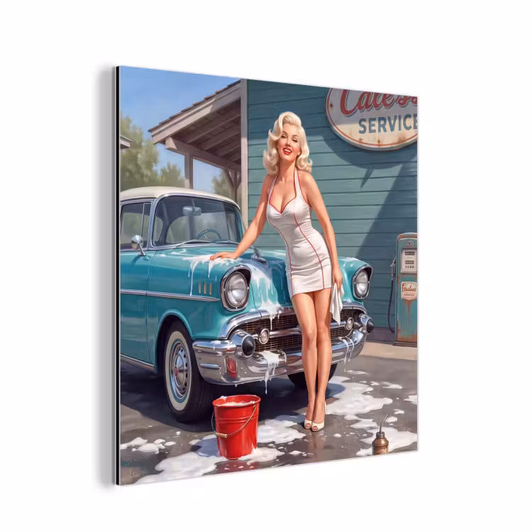 Auto - Vrouw - Groen aluminium wit klein -3d