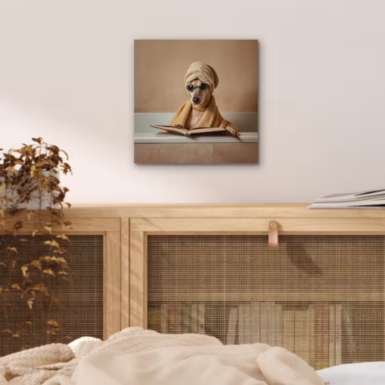 Bad - Hond - Boek - Zonnebril aluminium wit klein -sfeer3