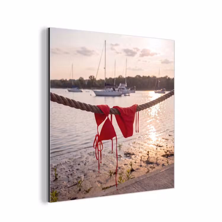 Badkleding - Rood - Zomer - Water - Zonsondergang aluminium wit klein -3d
