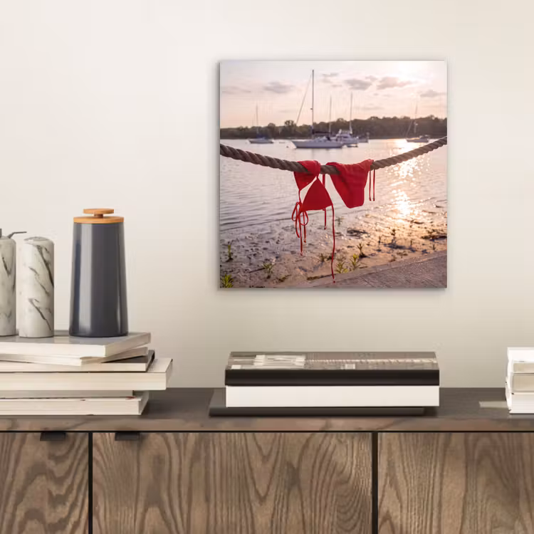 Badkleding - Rood - Zomer - Water - Zonsondergang aluminium wit klein -sfeer1
