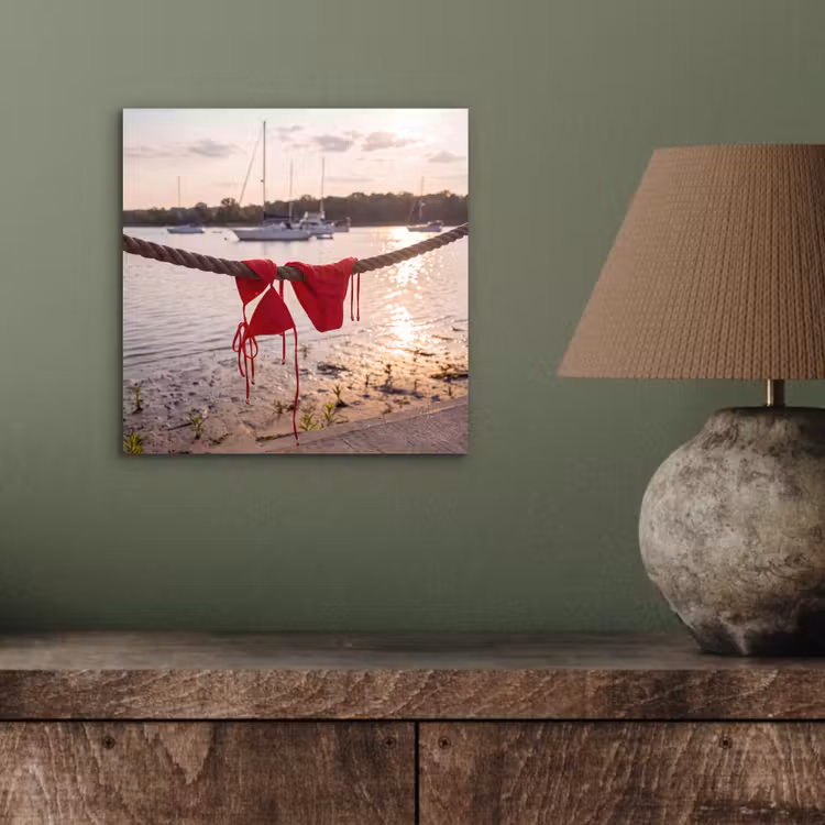 Badkleding - Rood - Zomer - Water - Zonsondergang aluminium wit klein -sfeer2