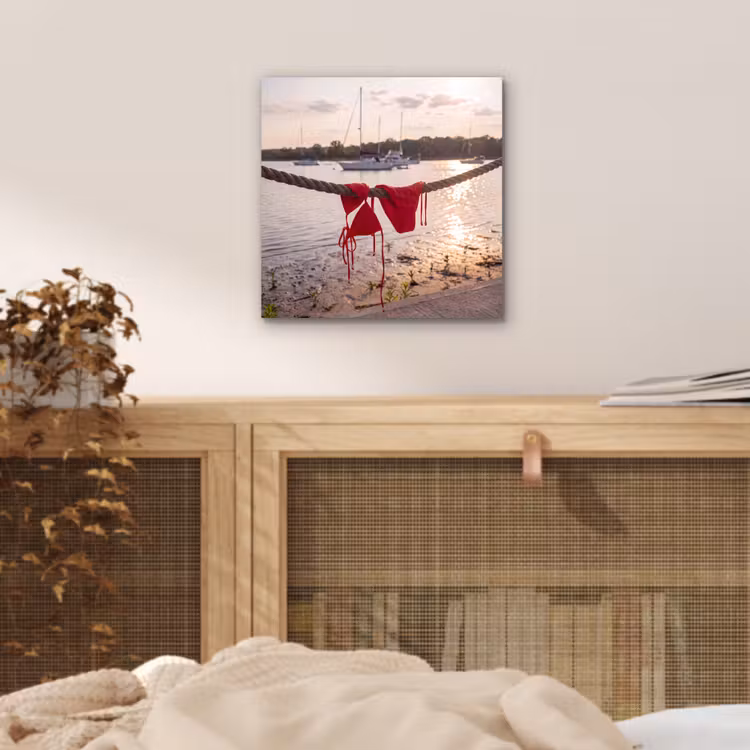Badkleding - Rood - Zomer - Water - Zonsondergang aluminium wit klein -sfeer3