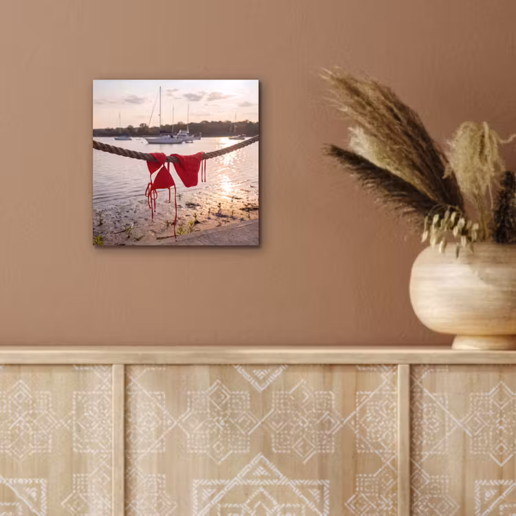 Badkleding - Rood - Zomer - Water - Zonsondergang aluminium wit klein -sfeer4