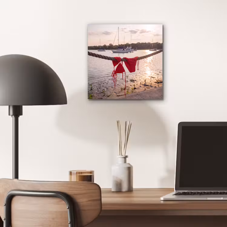 Badkleding - Rood - Zomer - Water - Zonsondergang aluminium wit klein -sfeer5