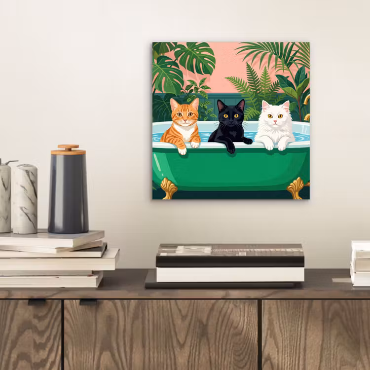 Badkamer - Kattenparade - Kleurrijk aluminium wit klein -sfeer1