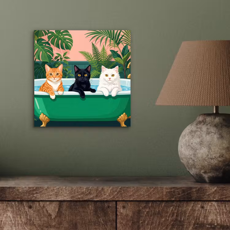 Badkamer - Kattenparade - Kleurrijk aluminium wit klein -sfeer2