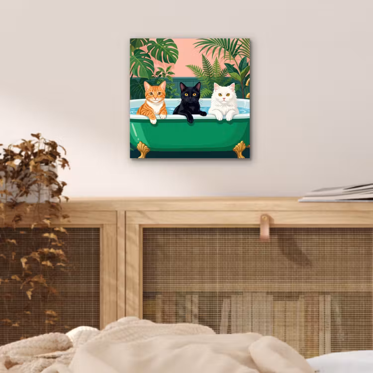 Badkamer - Kattenparade - Kleurrijk aluminium wit klein -sfeer3