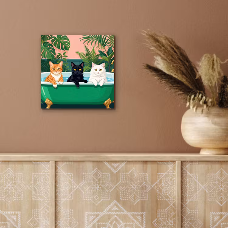 Badkamer - Kattenparade - Kleurrijk aluminium wit klein -sfeer4