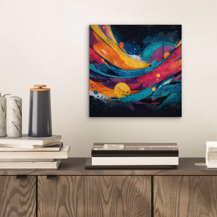 Banen - Golven - Kleurrijk - Abstract aluminium wit klein -sfeer1