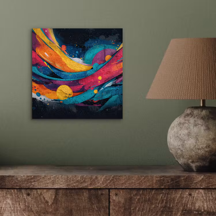 Banen - Golven - Kleurrijk - Abstract aluminium wit klein -sfeer2