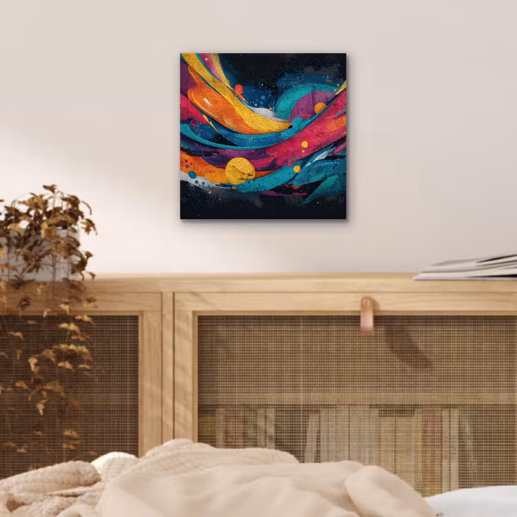 Banen - Golven - Kleurrijk - Abstract aluminium wit klein -sfeer3