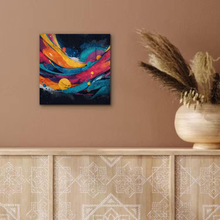 Banen - Golven - Kleurrijk - Abstract aluminium wit klein -sfeer4